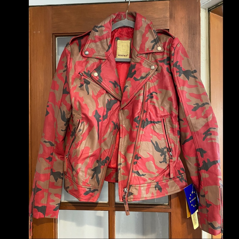 Leather Camouflage Jacket sz L
